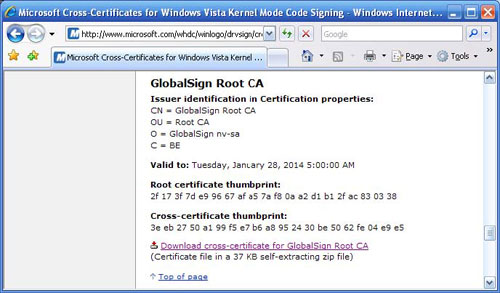 Download and run the application and copy the Cross certificate to the directory where Signtool is to be run
