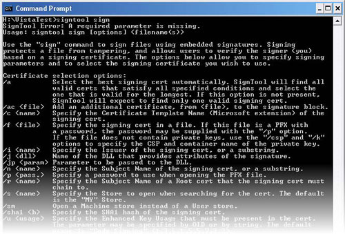 Run signtool sign and check the /ac option is supported