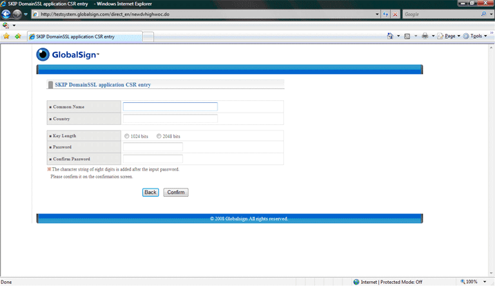 Enter Website and Locality information