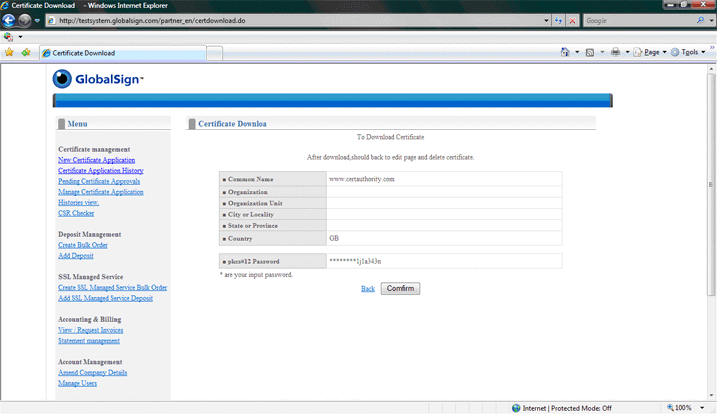 Certificate Download
