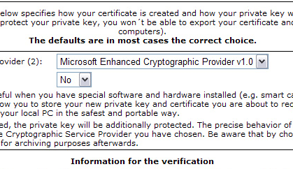 The Cryptographic Service Provider box is selectable in Step 5