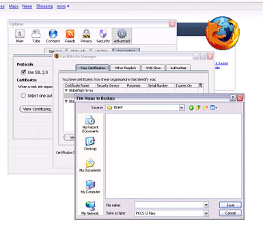 Firefox certificate back up