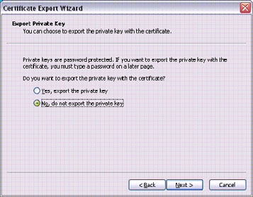 Click 'Yes, export Private Key