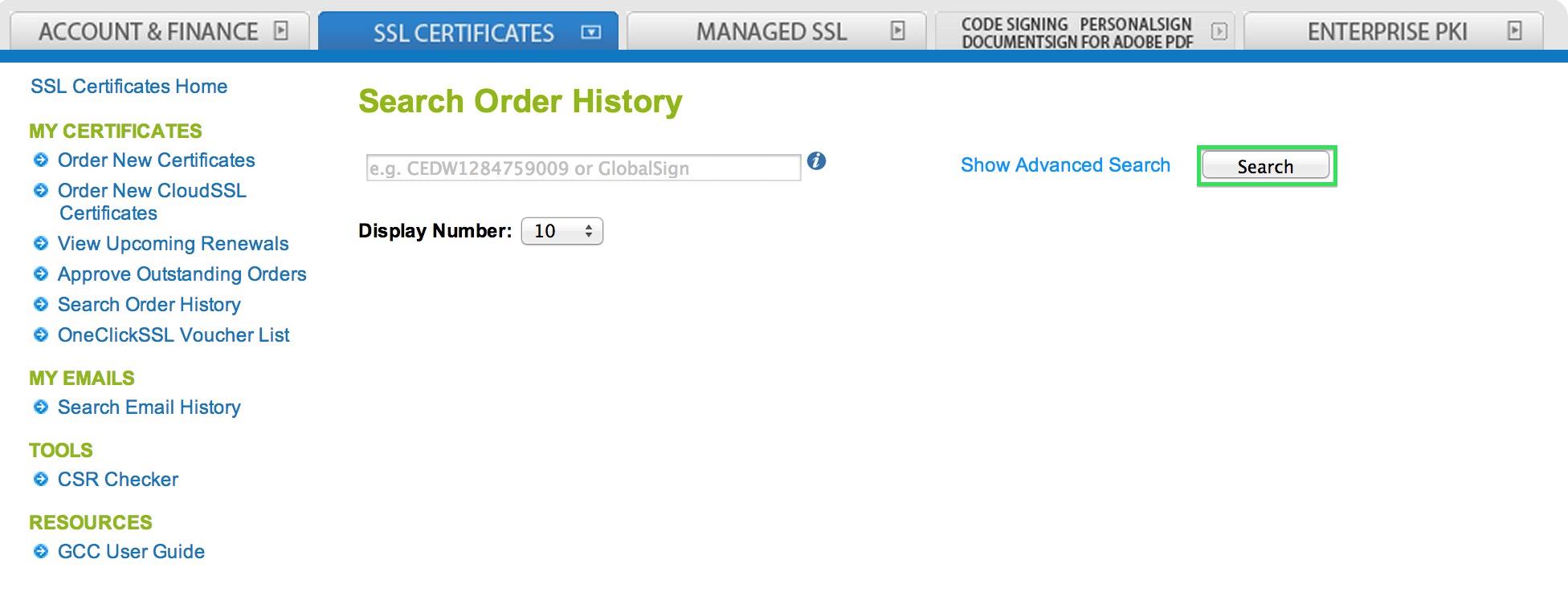 Certificate order