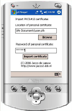 Enter the .pfx file and password