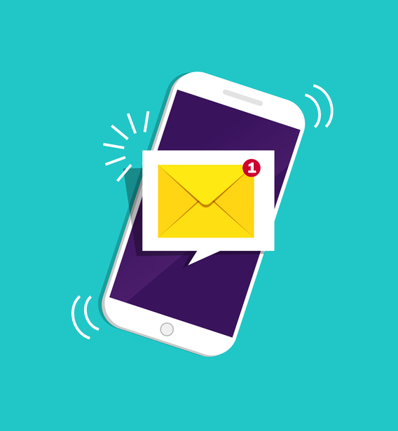 iphone with email notification illustrated graphic