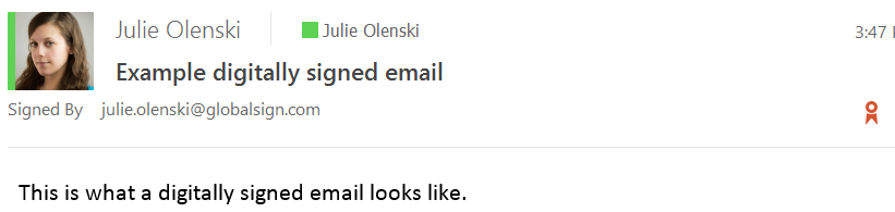 what a signed email looks like in outklook