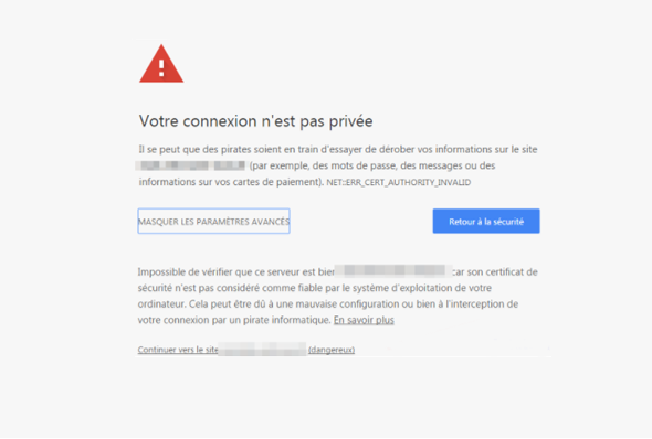 Chrome: votre connexion n'est pas privée