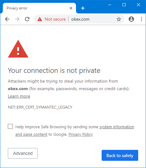 your connection is not private error